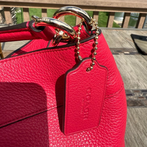 EUC! Coach Red Lexy Pebbled Leather Shoulder Bag - Picture 10 of 14